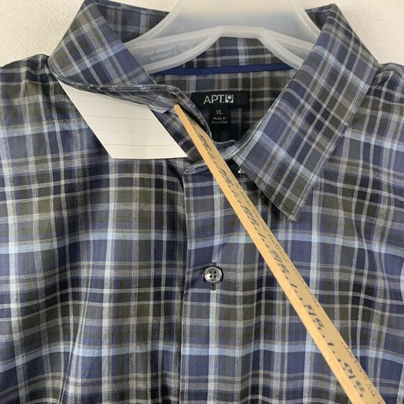 APT 9 Shirt Men XL Button Up Plaid Cotton Casual Corpcore Workwear Office New - Picture 9 of 11